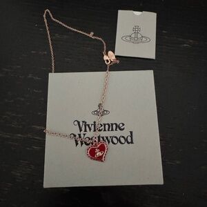 Vivienne Westwood Petra heart necklace in red/rosegold